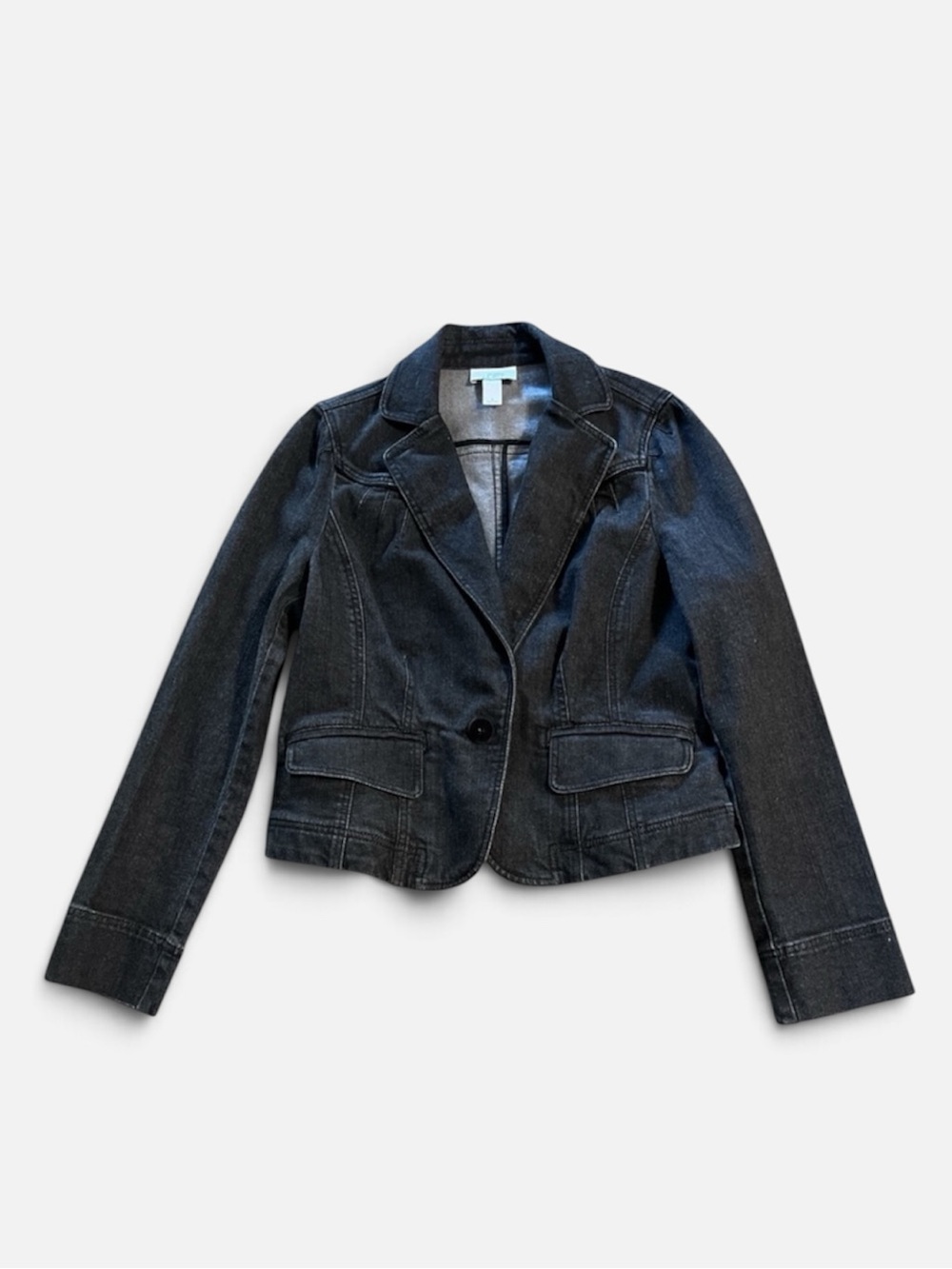 Ann Taylor LOFT Denim Blazer Jacket in Black Size 8